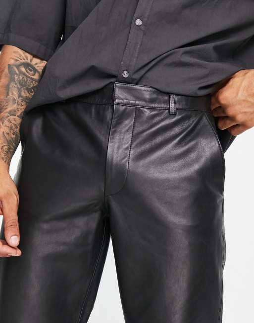 Leather deals trousers men