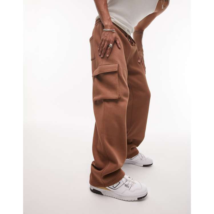 Topman straight leg cargo jogger in brown