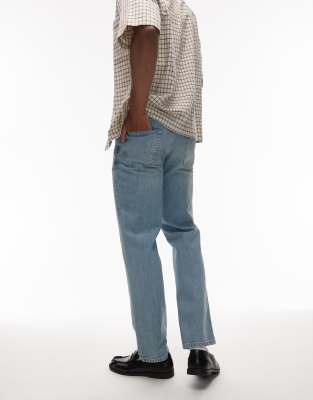 Topman Straight Leg Jeans In Blue
