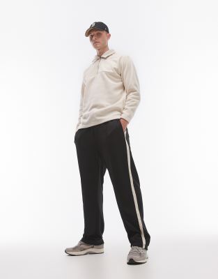 Topman straight leg jogger with side stripe in black