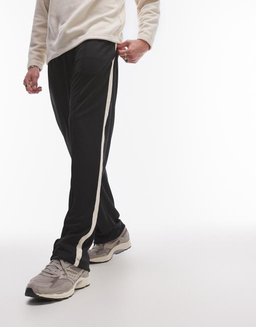 Topman straight leg jogger with side stripe in black ASOS