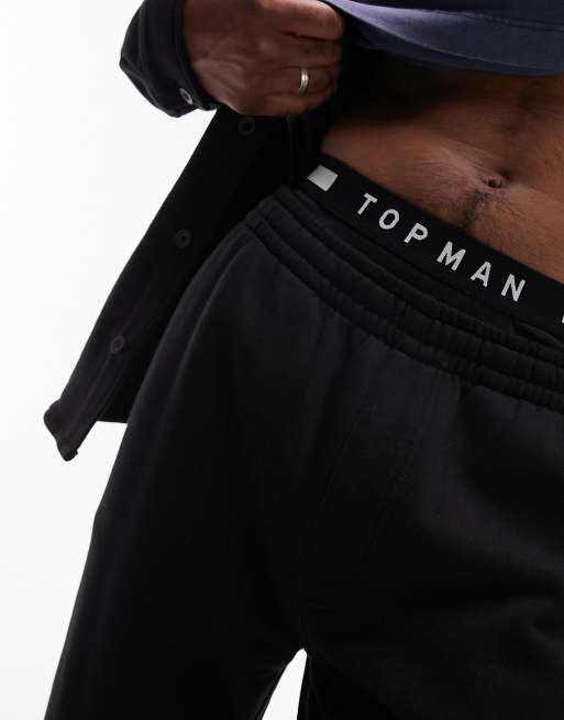 Topman straight leg seam detail heavyweight sweatpants in black