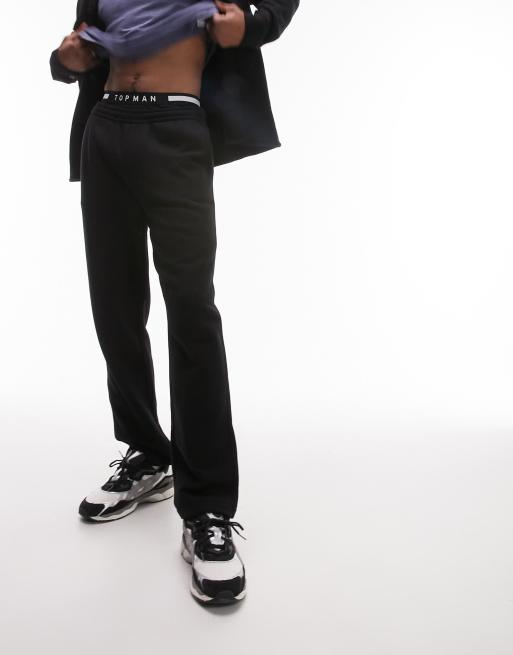 Straight-leg sweatpants for men, black