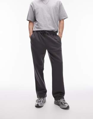 Topman Straight Leg Sweatpants In Charcoal-gray