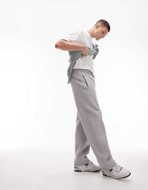 Topman straight leg sweatpants in gray heather | ASOS