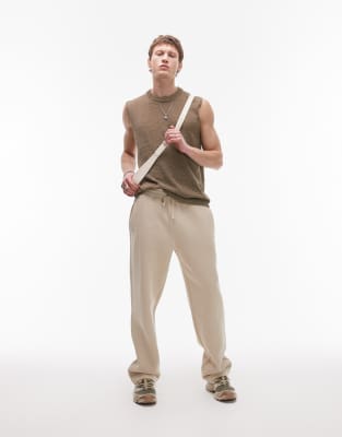 Topman Straight Leg Sweatpants In Neutral