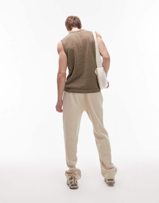 Topman straight leg sweatpants in stone, 4 of 5