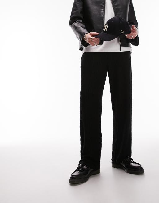 Topman straight leg textured velour sweatpants in black