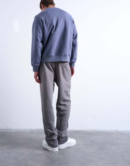 Topman straight leg trackies in mid grey, 4 of 5