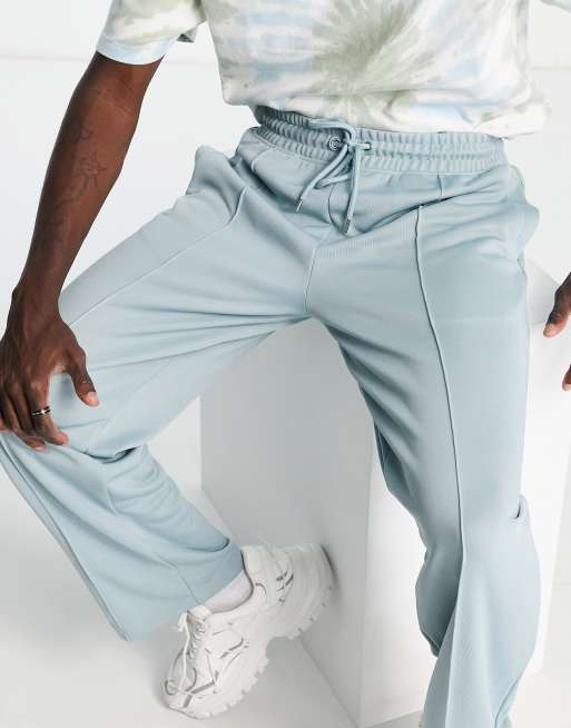 Topman straight leg tricot pin tuck smart trackies in blue, 2 of 4