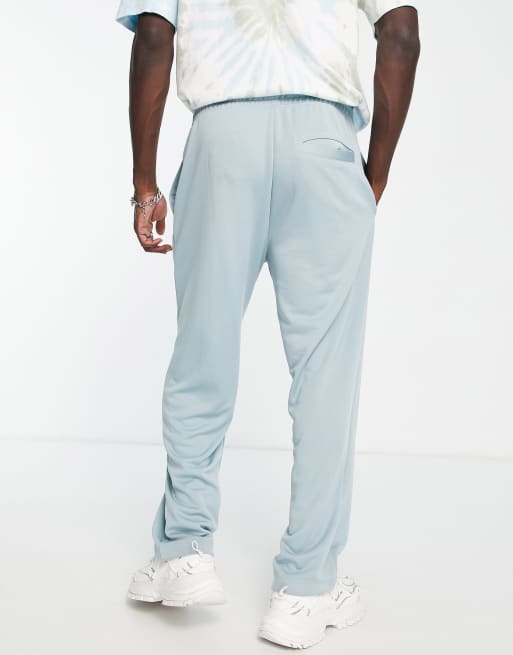 Topman straight leg tricot pin tuck smart trackies in blue, 3 of 4