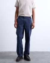 Topman straight leg twill elasticated waist trouser in navy