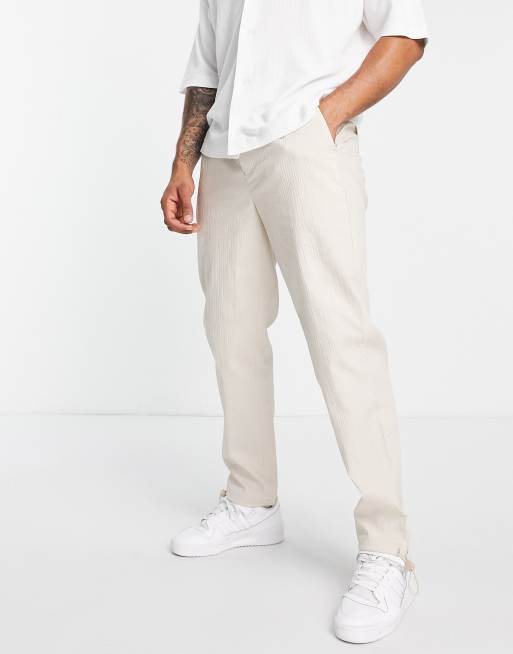 Topman straight lightly quilted pants in stone