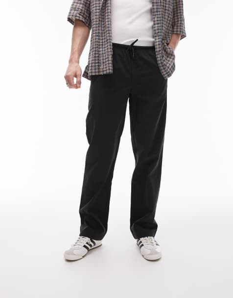 Topman straight pants in black - view 1