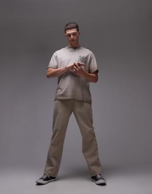 Topman Straight Pants In Stone-neutral