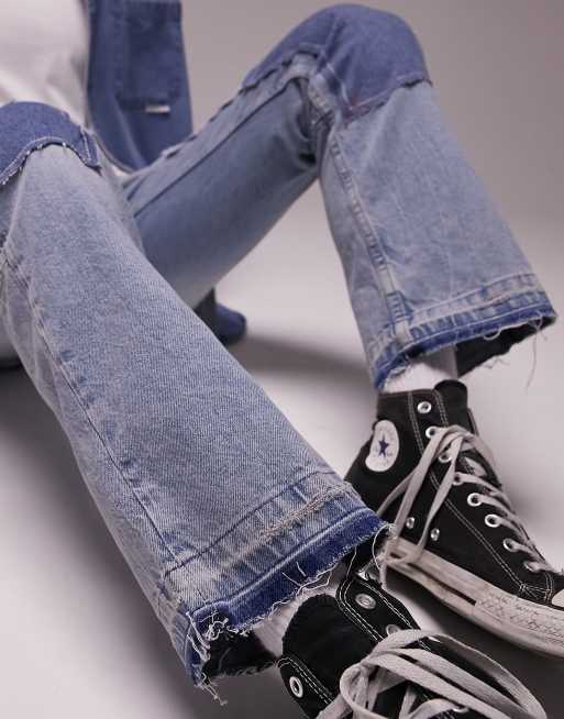 Straight patchwork jeans