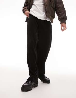 Topman Straight Plisse Sweatpants In Black