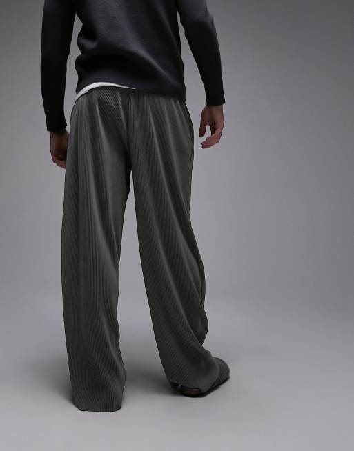Topman straight plisse sweatpants in charcoal, 5 of 5