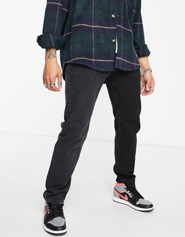 Topman - straight spliced jeans in black