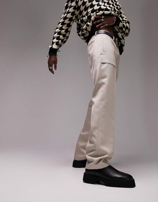 Topman straight stacker pants in stone | ASOS