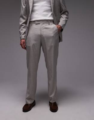 Topman Straight Suit Pants In Gray
