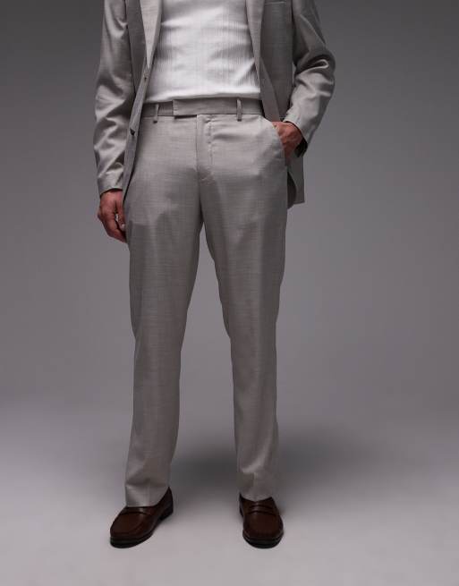 Topman straight suit pants in stone, 2 of 5