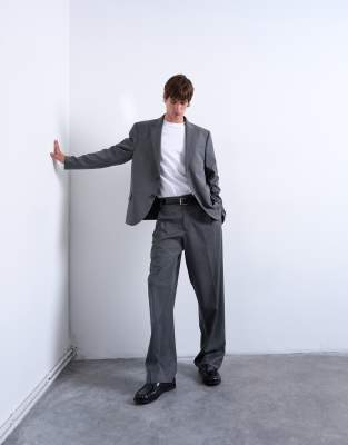 Topman Straight Suit Trouser In Gray