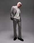 [Topman] Topman straight textured suit pants in stone-Neutral W28S Stone