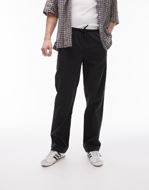 Topman straight trousers in black