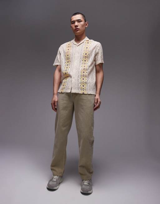 Topman straight trousers in khaki