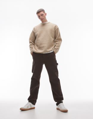 Topman Straight Twill Pants In Brown