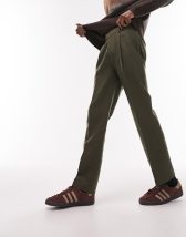 Topman straight flare pants in khaki