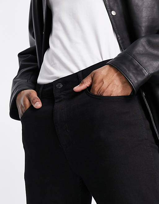 Men Topman stretch flare jeans in black 