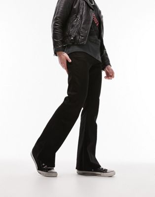 Topman stretch flare jeans in black