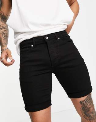 black skinny denim shorts