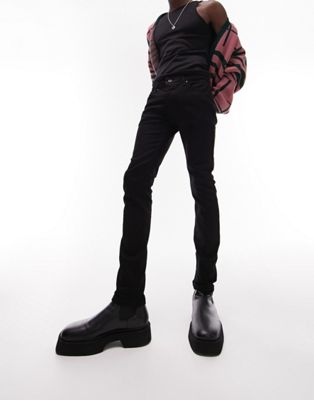 Topman stretch skinny jeans in black  - ASOS Price Checker