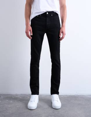 Topman Stretch Skinny Jeans In Black