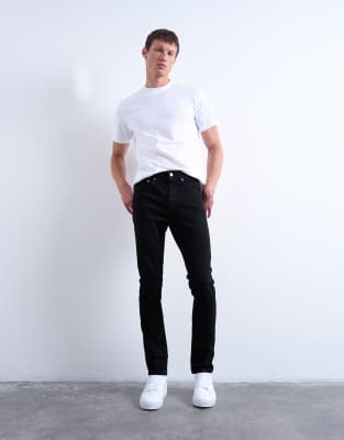 Topman Stretch Skinny Jeans In Black