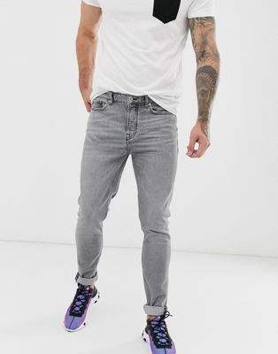 Topman stretch skinny jeans in grey | ASOS