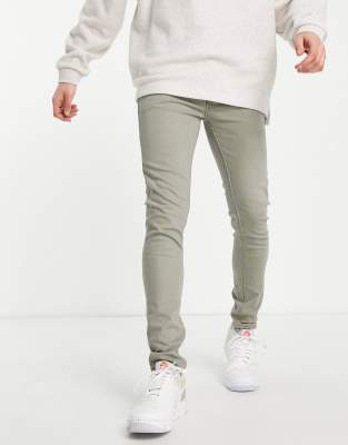 Topman stretch skinny jeans in khaki