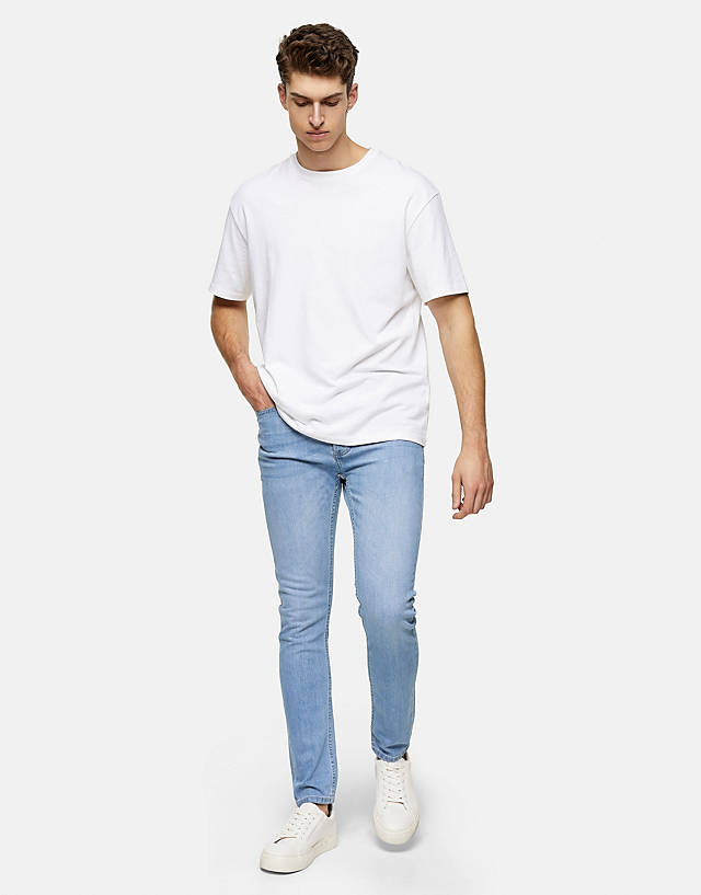 Topman - stretch skinny jeans in light wash blue