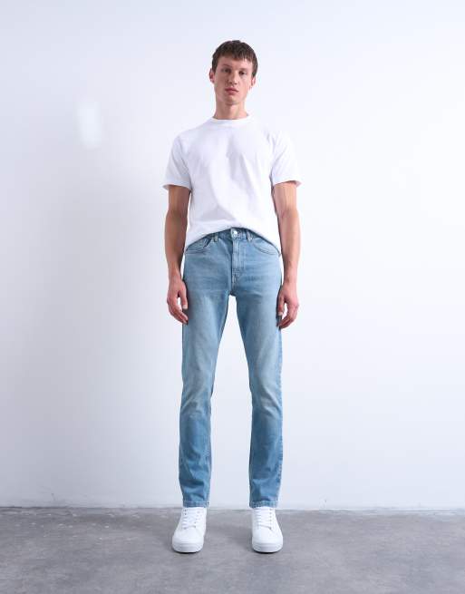 Topman stretch skinny jeans in light wash