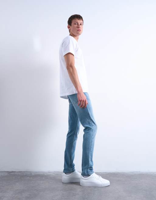 Topman stretch skinny jeans in light wash