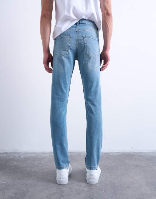 Topman stretch skinny jeans in light wash