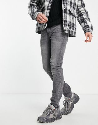 Topman stretch skinny jeans in mid grey