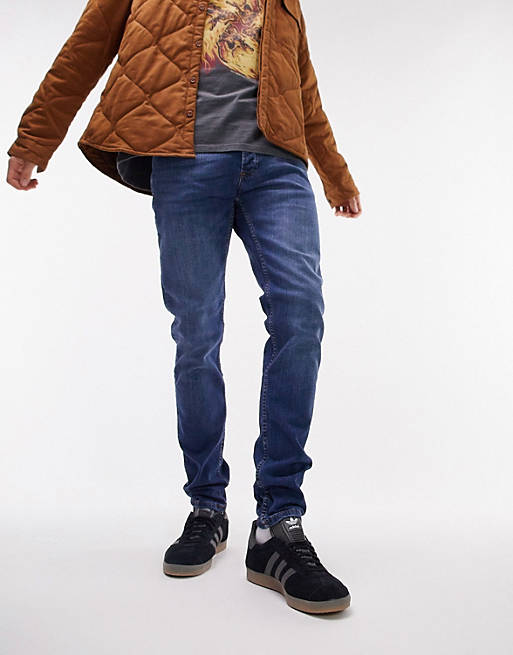 Topman - Stretch skinny jeans in mid wash 