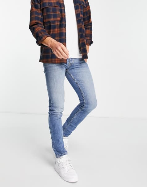 Topman stretch skinny jeans in mid wash - view 1