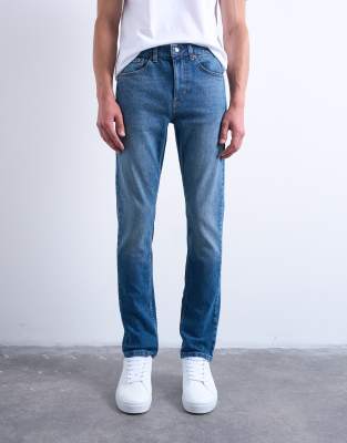 Topman Stretch Skinny Jeans In Blue