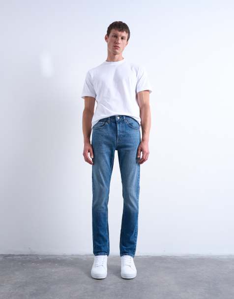 Jean Homme Topman Skinny Carotte - Taille 38, Jambe 31 - Bleu Foncé Délavé - Occasion Très Bon état