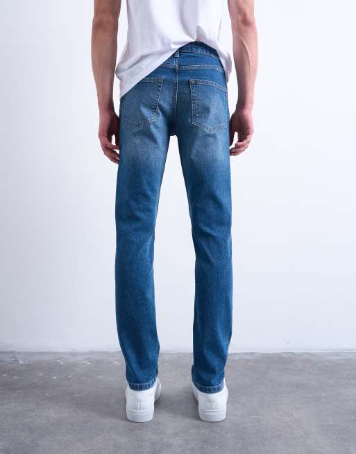 Topman stretch skinny jeans in mid wash